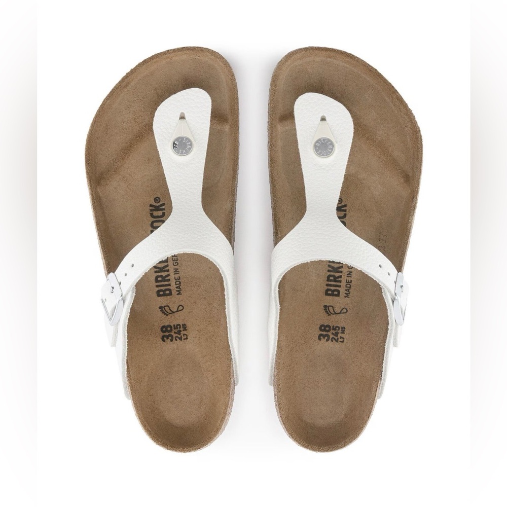 *EUC* Birkenstock Gizeh White Leather Thong Sandals